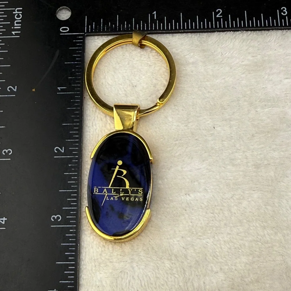 Vintage Bally's Las Vegas Keychain Blue Gold Tone Casino Souvenir READ